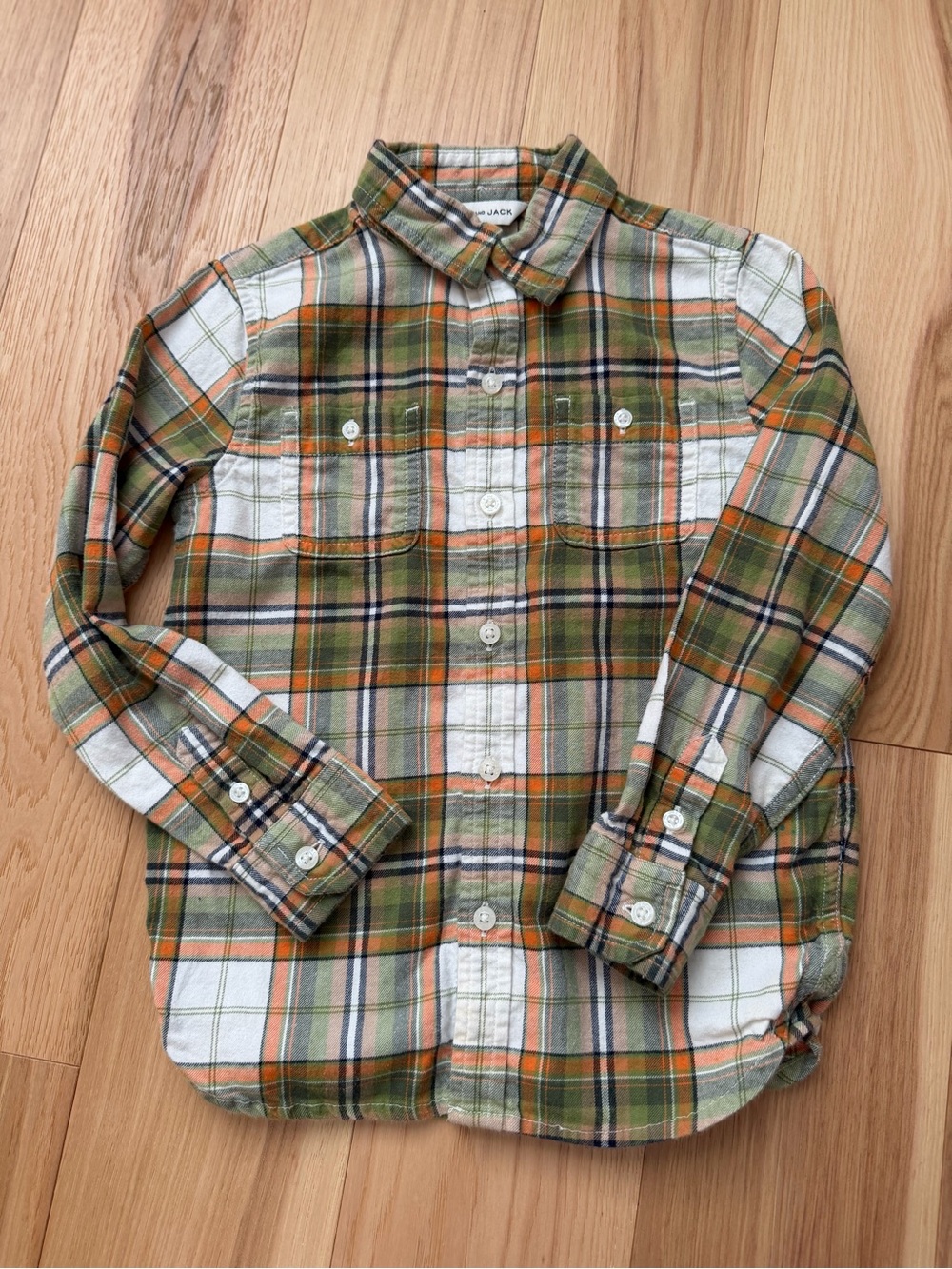 Janie and Jack Plaid Button-Up Shirt - Green/Orange
